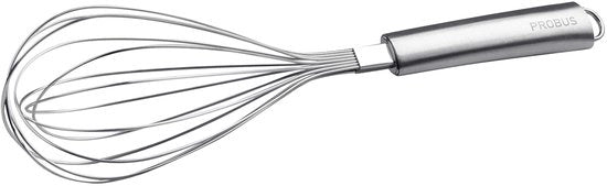 Garanzia 32 cm, realizzato in acciaio inossidabile di alta qualità con impugnatura ergonomico e arrotondata, resistente all'acqua calda del lavastoviglie, può essere appeso, diametro pallone ca. 6 cm (colore: argento), quantità: 1 pezzo