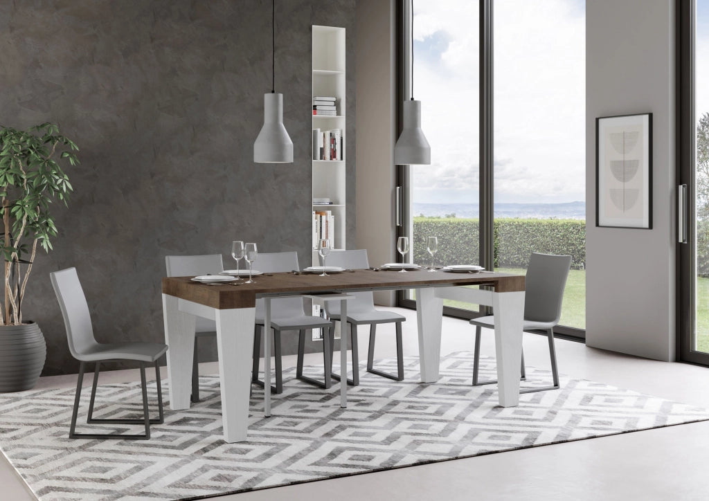 Consolle allungabile 90x40/300 cm SpimboX Mix piano Noce - struttura Bianco Frassino