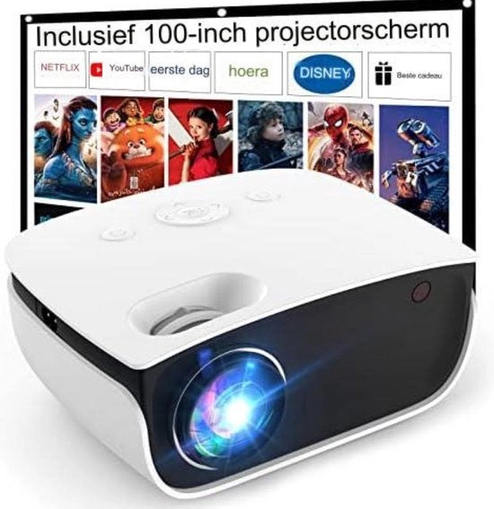 Proiettore mini - Proiettore portatile - Proiettore mini per smartphone - Bianco/Nero