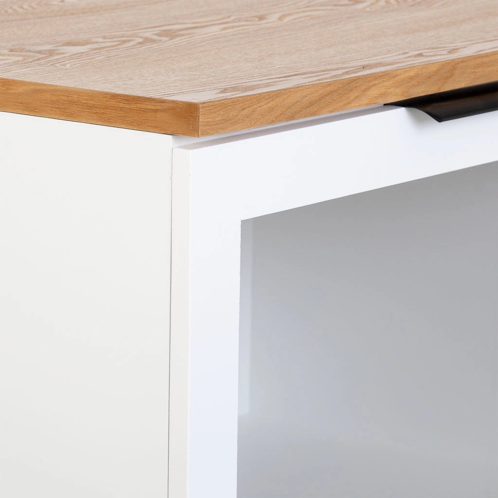 Credenza in legno bianca, 180x42x114h cm