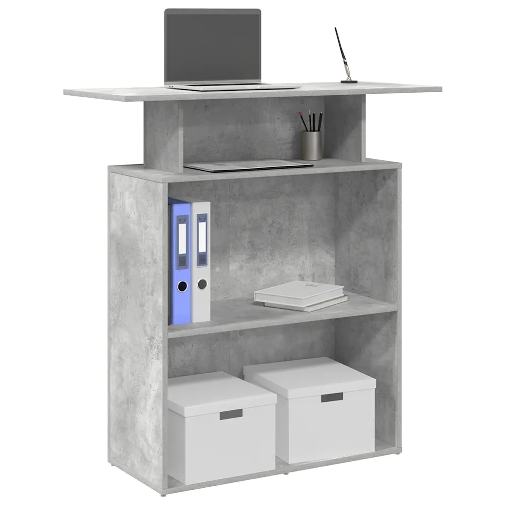 vidaXL Banco Reception Grigio Cemento 100x40x104 cm Legno Multistrato