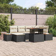 Set da Pranzo per Giardino con cuscino 7 pcs Nero e Beige 3350084