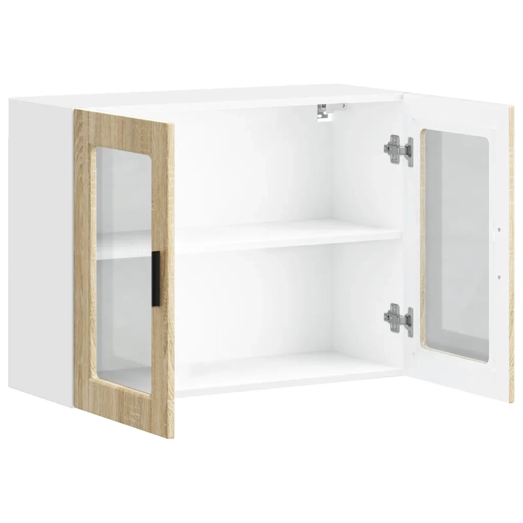 Pensile da Cucina con Porta in Vetro-Mobile Cucina da Parete Porto Rovere Sonoma 692422