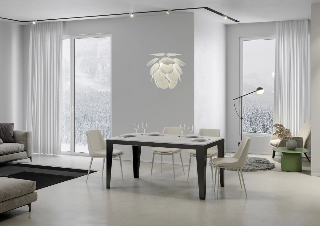 Tavolo allungabile 90x180/440 cm Flaris Evolution Bianco Frassino telaio Antracite