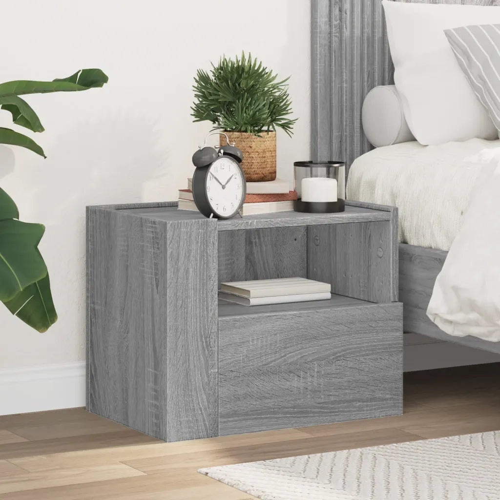 Comodino | Armadio da Notte | Mobiletto da notte a Muro Grigio Sonoma 45x30x35 cm