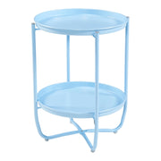 Tavolino da caffè consolle laterale con ripiani estraibili 58 x 40 cm acciaio azzurro cielo 03_0010766