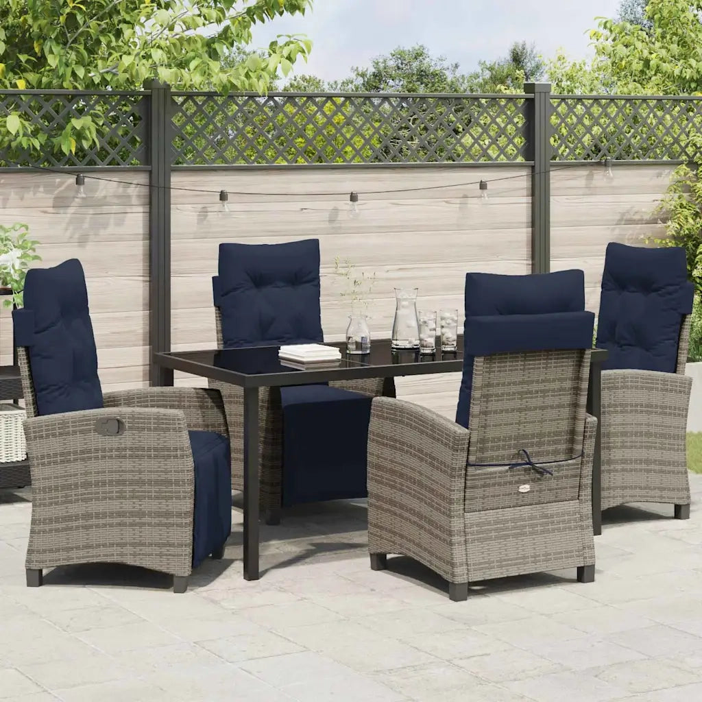 Set da Pranzo per Giardino con cuscino 5 pcs Grigio polyrattan 3380473