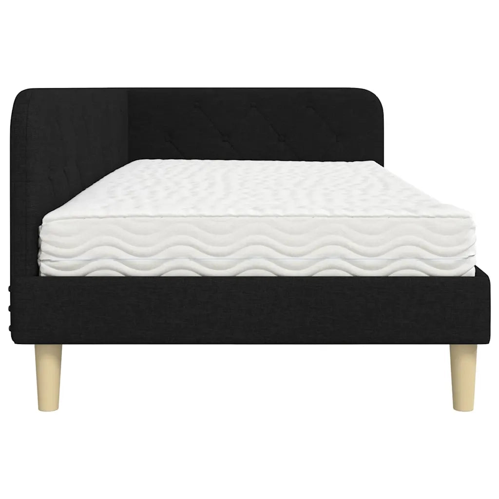 Cornice del letto ad angolo Nero 90 x 190 cm Tessuto