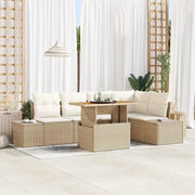 Set da Pranzo per Giardino con cuscino 6 pcs Beige e Crema