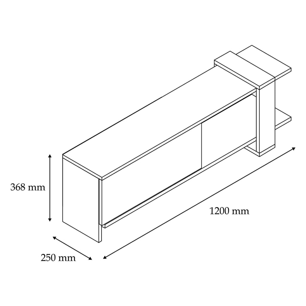 Taurasi, Mobile Porta tv Un'anta, 120x25x37h cm Bianco
