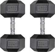 Set di manubri esagonali, set da 2 pezzi, 10-25 kg, rivestimento antiscivolo, pesi in ghisa, per uomo e donna (2 x 25 kg- nero)