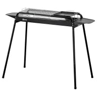 Barbecue a Carbonella con Griglia e Piastra in Acciaio con Ripiani Laterali, 113x59x83.5cm, Nero