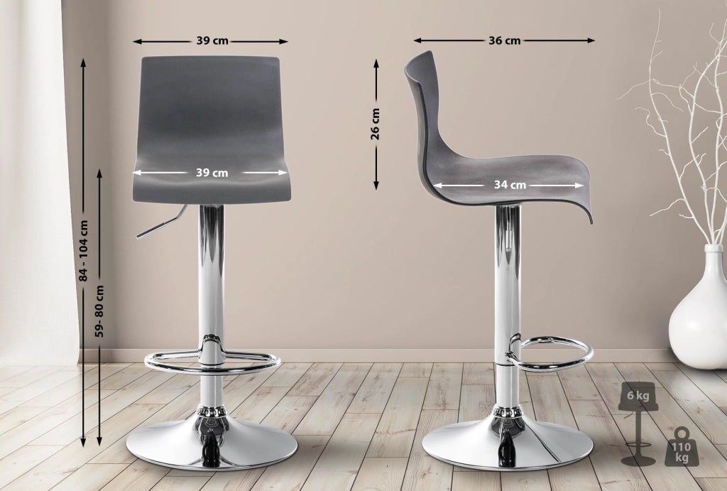 Sgabello Hover in polipropilene e metallo grigio,Metallo in look cromato