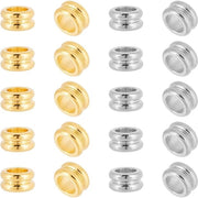 Accessori per gioielli - 60 pezzi - Acciaio inossidabile/Oro - 8 mm di diametro - Foro grande 5 mm - Spacer per gioielli - Per creare gioielli - Scatola trasparente