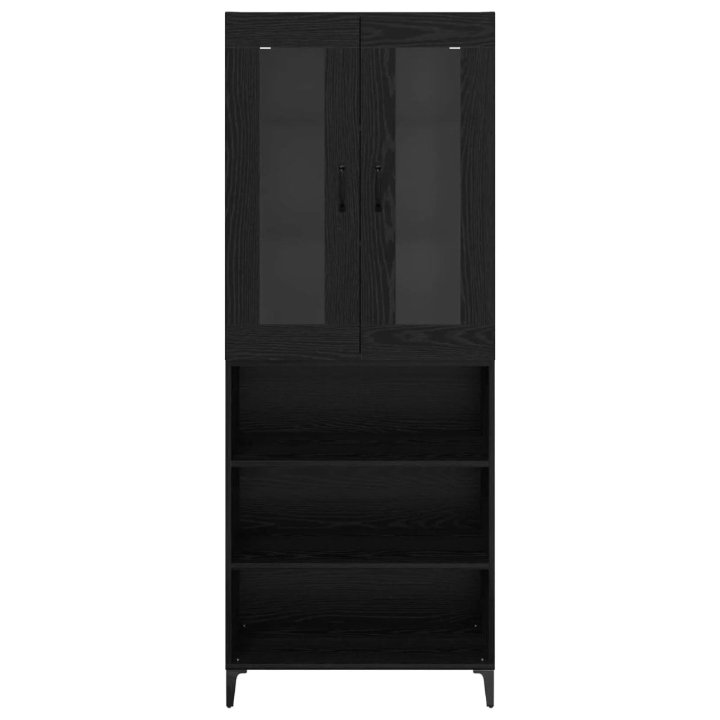 Credenza | Madia | Buffet da pranzo | Armadio da pranzo Rovere Nero 69,5 x 34 x 180 cm Legno multistrato