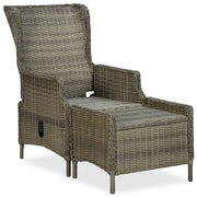 Sedia da Giardino | Sedie da Esterno Reclinabile con Pouf Polyrattan Marrone