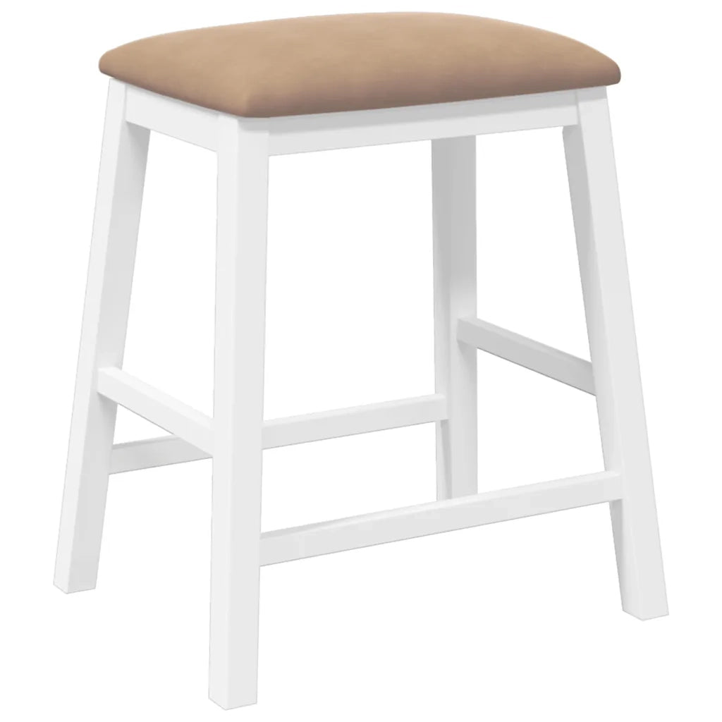 Sedie da Bar con Cuscini 2 pz Bianco Legno Massello di Hevea 4102583