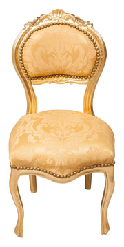 Biscottini Sedia stile francese Luigi XVI in legno massello di faggio ORO/ORO poltroncina