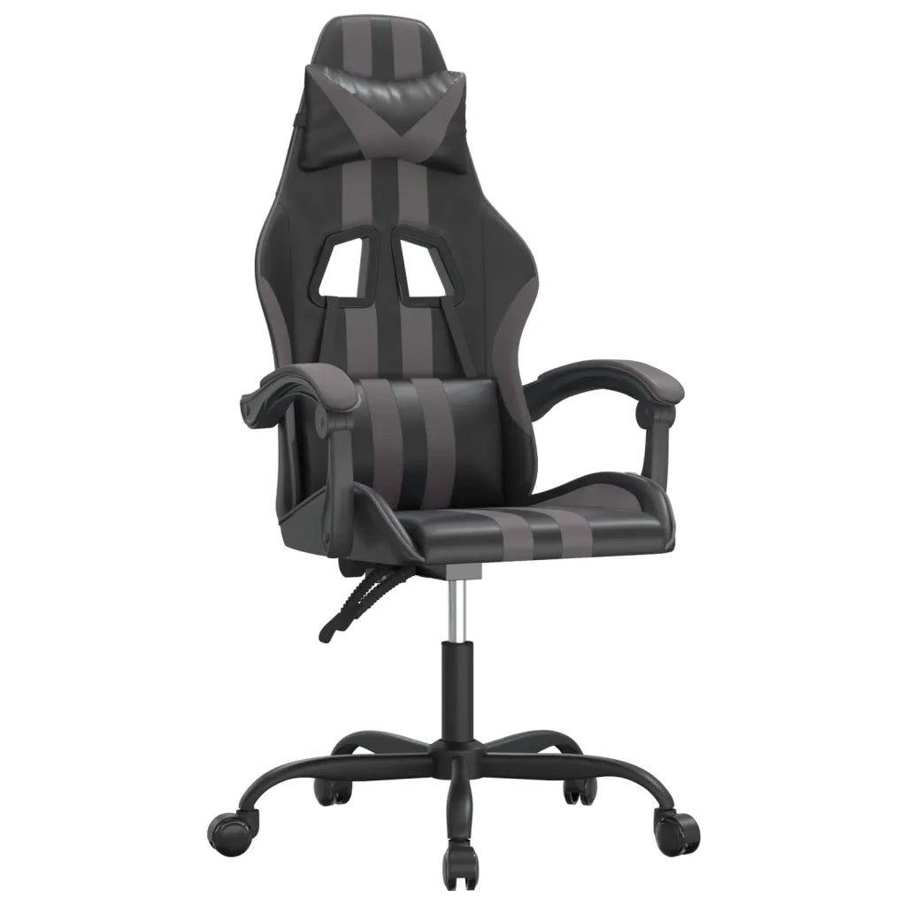 Sedia da Gaming | Sedia da e-sports Girevole Nera e Grigia in Similpelle