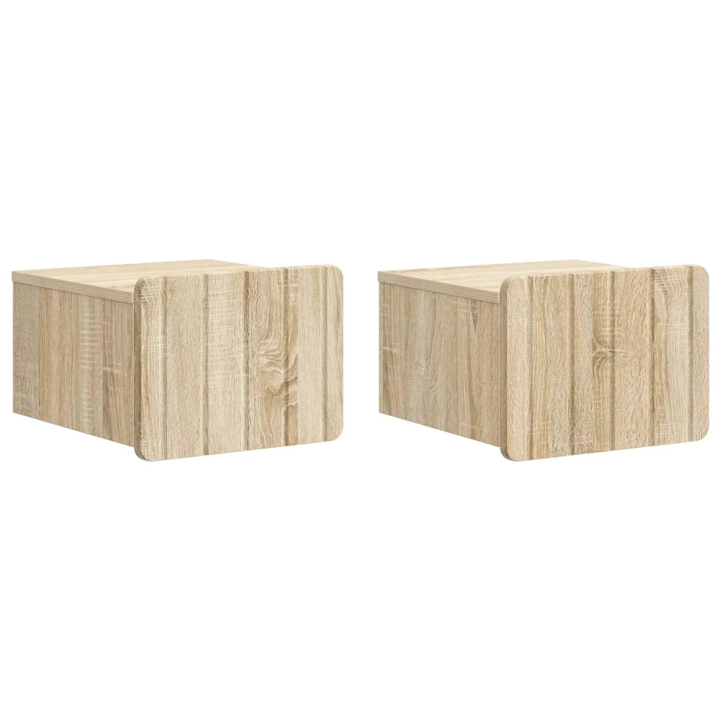Set di 2 Comodini | Armadio da Notte | Mobiletto da notte a muro Rovere Sonoma 33 x 34,5 x 24 cm