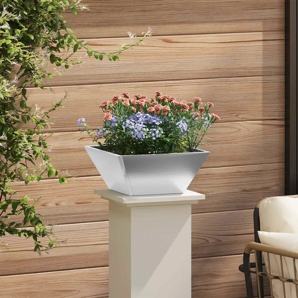 Vaso da giardino Argento 35 x 35 x 15 cm Acciaio zincato 873806