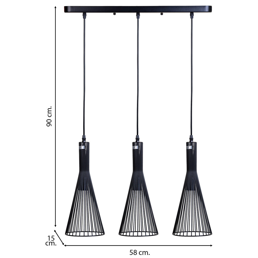 Plafoniera in metallo nero 58x15x90h