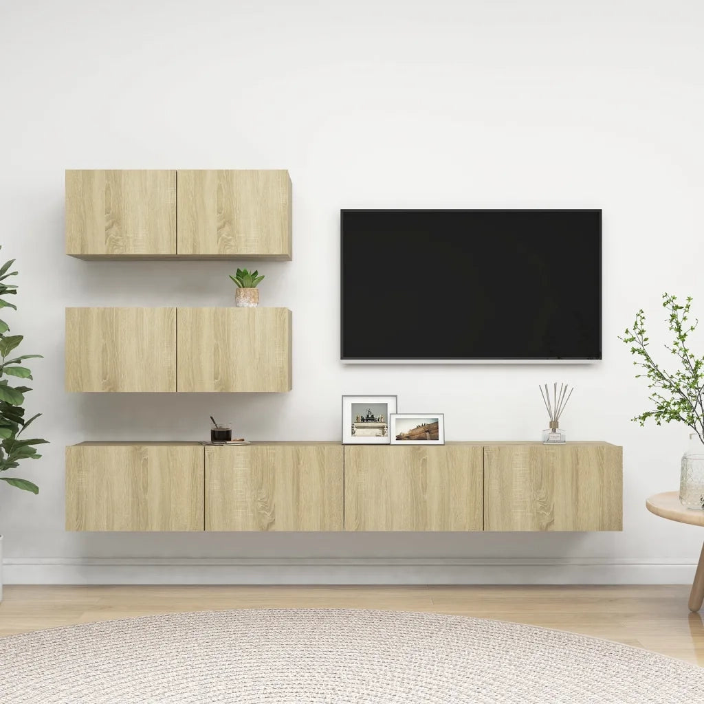 Set di Mobili Porta TV 4 pz | Armadietto TV | Mobile Porta TV Rovere Sonoma in Legno Multistrato