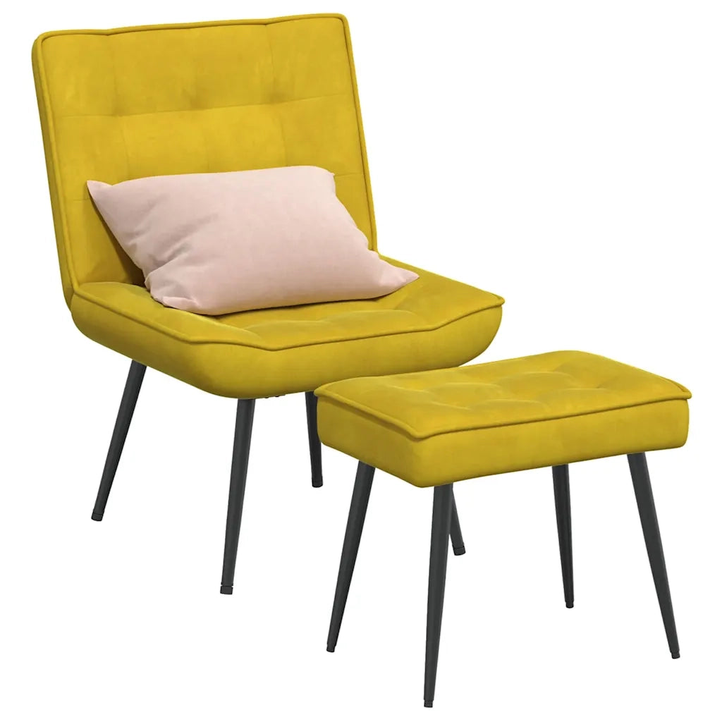 vidaXL Poltrona Relax con Poggiapiedi Giallo in Velluto