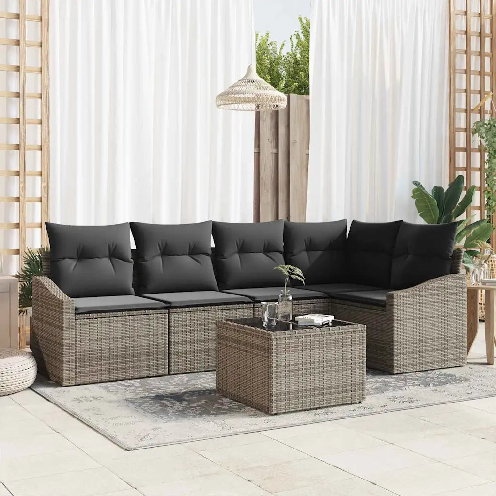 Set di divani con cuscino 6 pcs Grigio polyrattan 3346729
