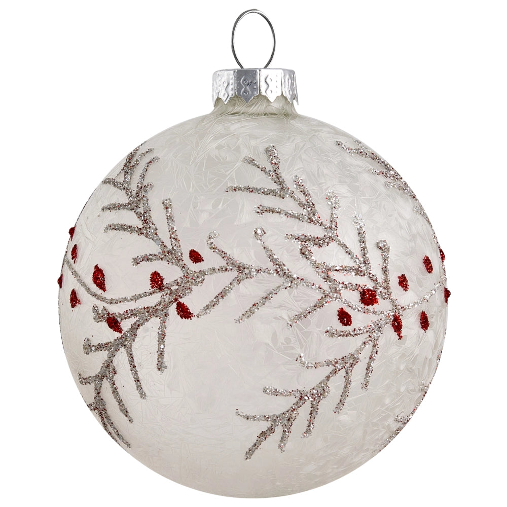 Set di 50 palline di Natale in vetro rosso e bianco da appendere all'albero di Natale in stile tradizionale