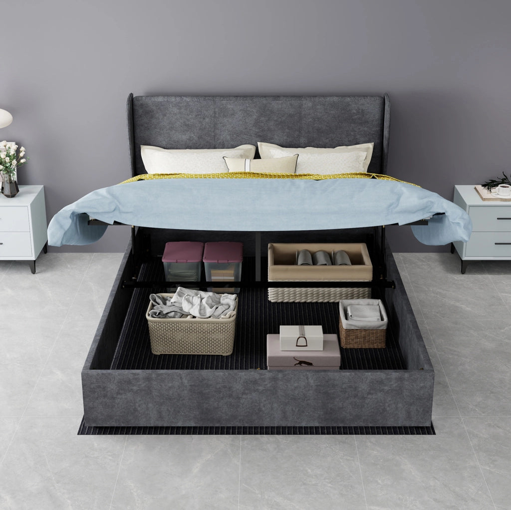 LETTO Imbottito 140x200 cm Grigio