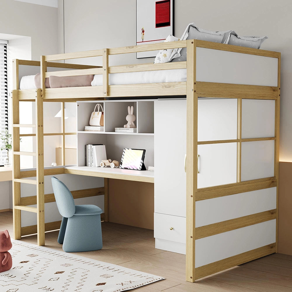 Letto a soppalco - Xylo - 90x200 cm legno con scrivania