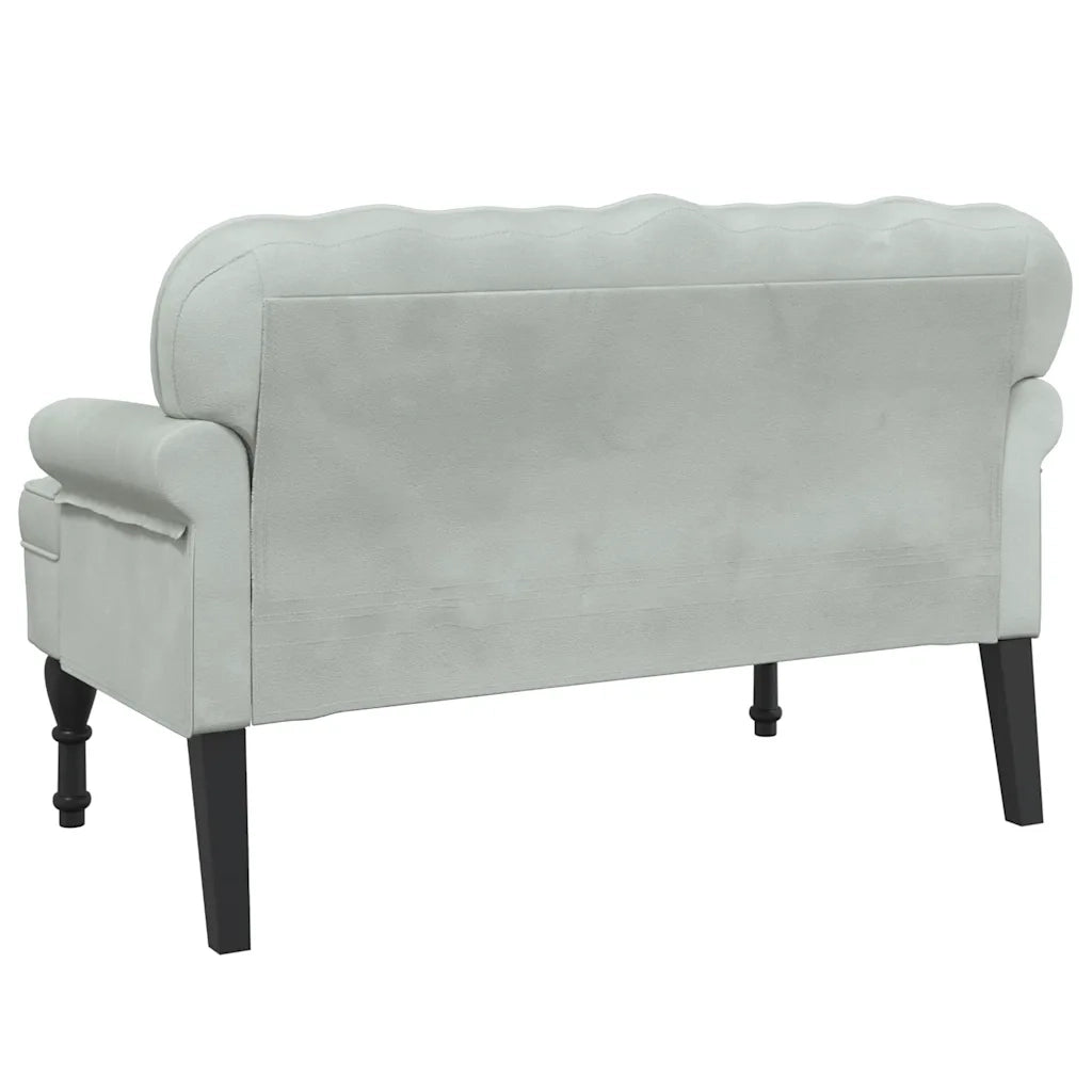 Panca con schienale grigio chiaro 119,5x64,5x75 cm in velluto CFW2609873