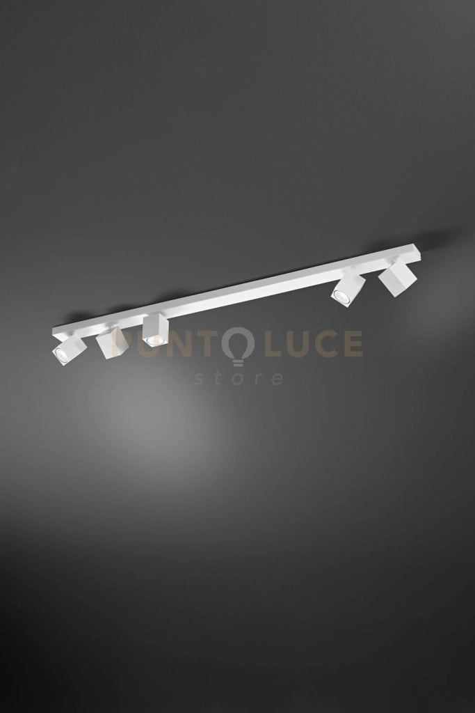 Plafoniera in alluminio colore bianco Oddy attacco 5 luci GU10  orientabile 6x6cm
