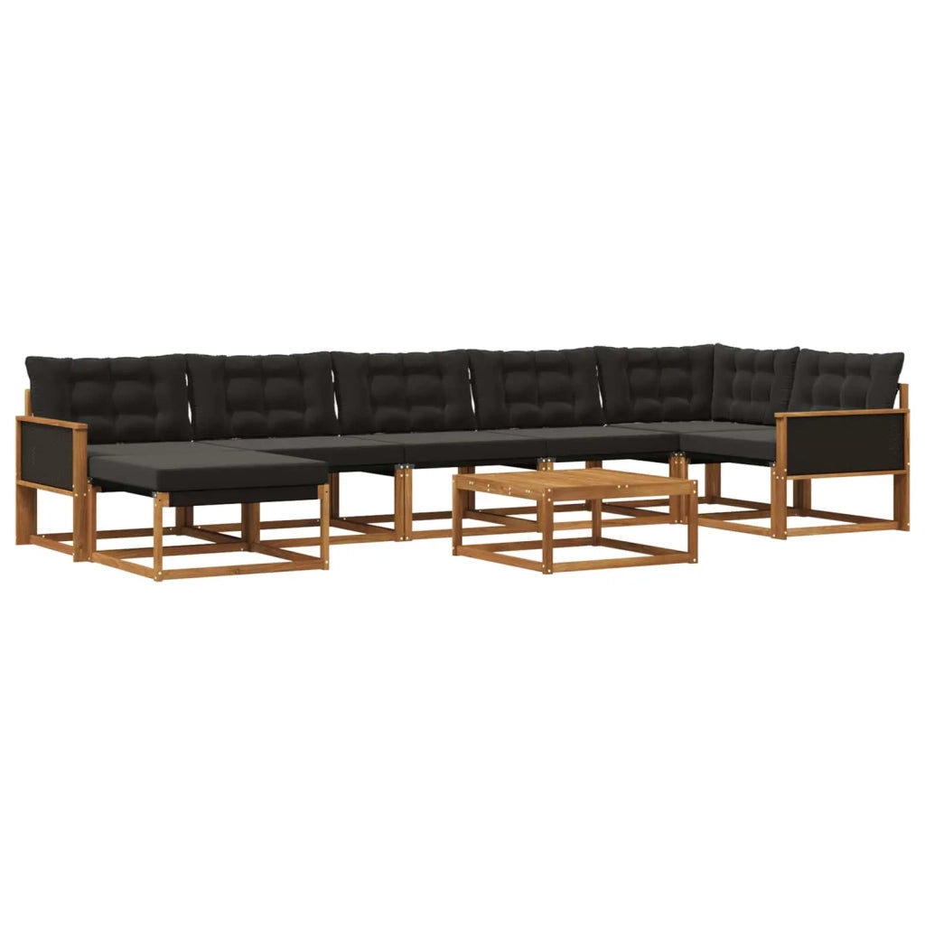Set di divani da esterno con cuscino 8 pcs Naturale e Nero 3381576