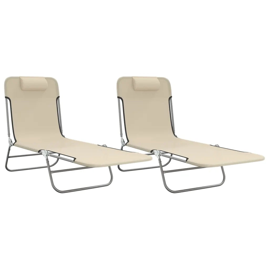 Lettini Prendisole 2 pz Crema in Textilene e Acciaiocod mxl 81933