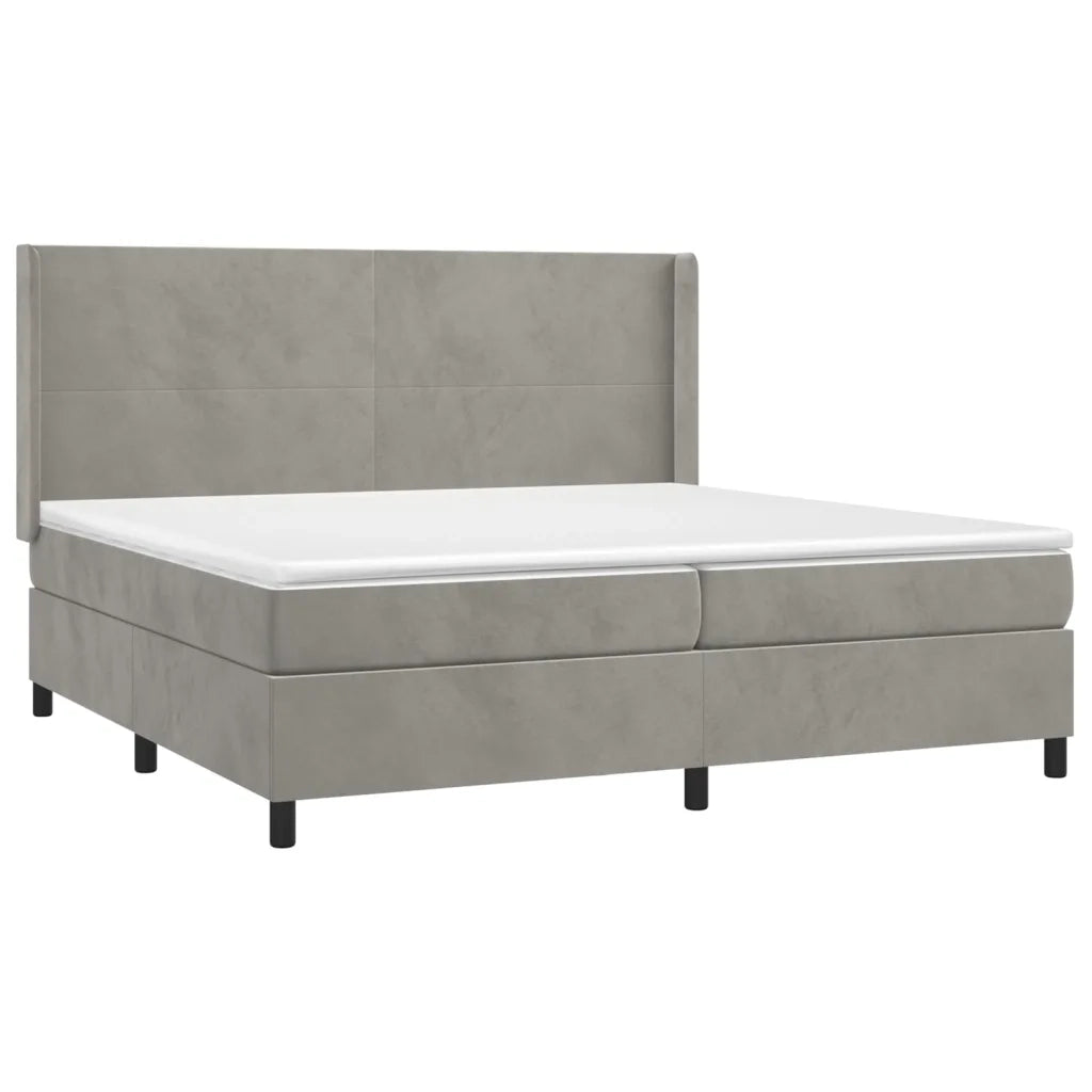 Letto a Molle Materasso e LED Grigio Chiaro 200x200 cm Velluto 3139463