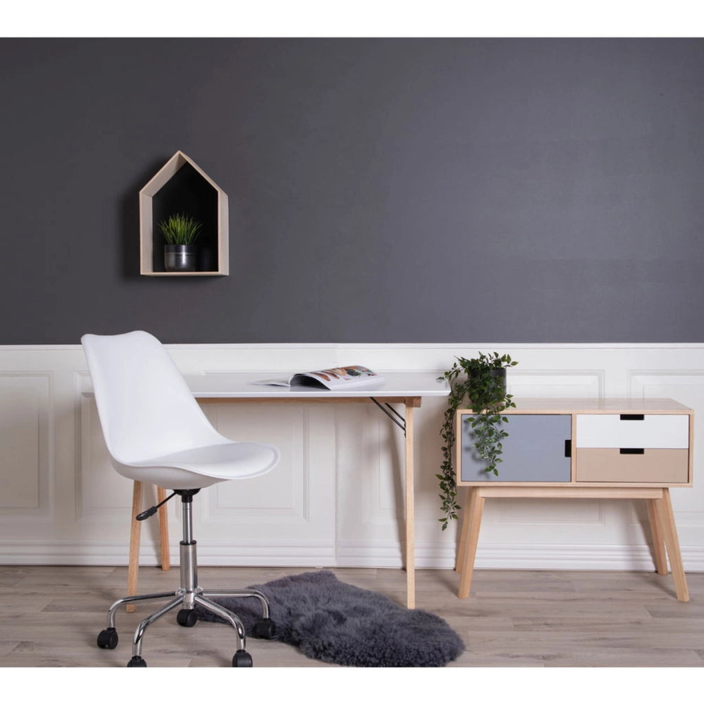Scrivania Vojens, Bianco, MDF, 60x120x75 cm