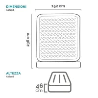 64448ND - Materasso Dura-Beam Con Schienale Tecnologia Fiber Tech Con Pompa Elettrica Incorporata 152X236X86 Cm