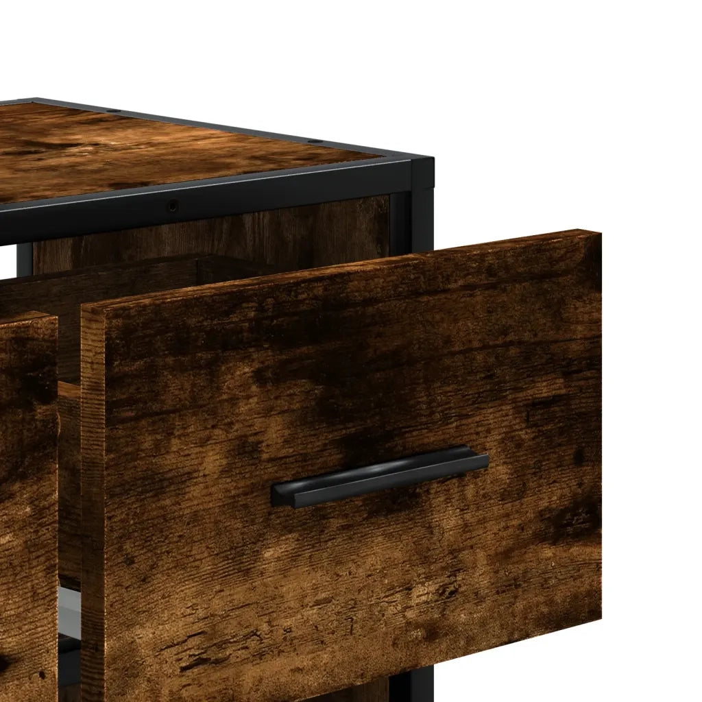 Mobile Porta TV Rovere Fumo 60x31x39,5 cm in Legno e Metallo