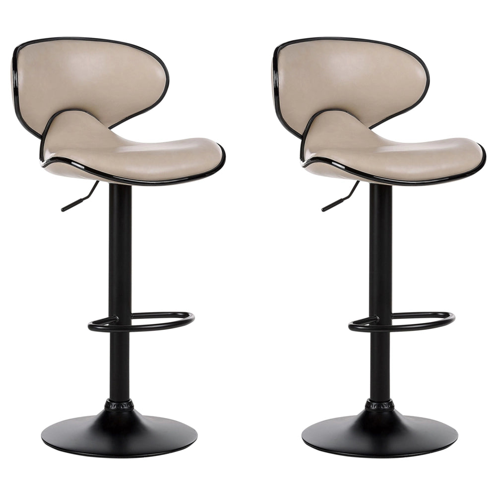 Set di 2 sgabelli moderni senza braccioli regolabili in altezza in ecopelle beige chiaro regolabile in altezza Glamour