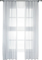 Tende - 2 Pezzi - 100% Poliestere - Tendina/Rodiglione/Vetrata - Grigio Chiaro - 140x245cm