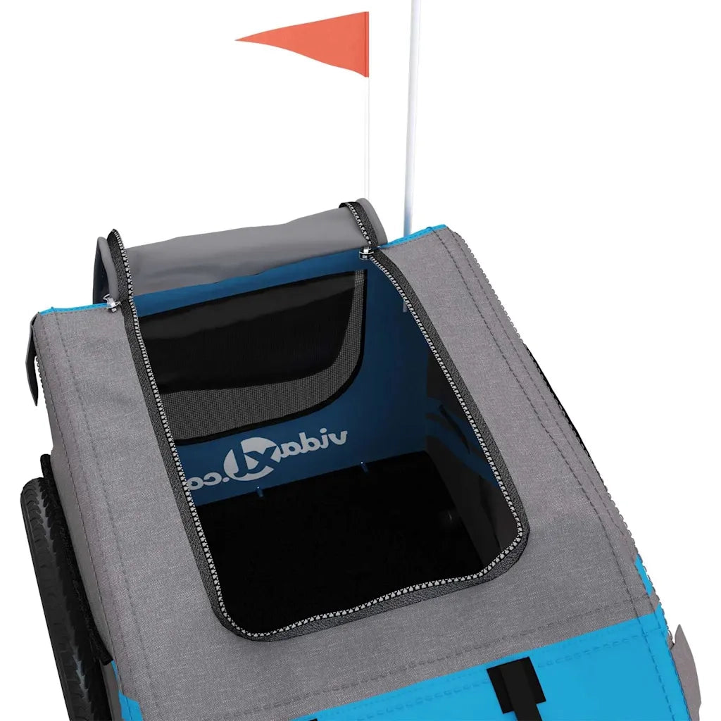 Rimorchio da Bici per Animali Blu e Grigio Oxford e Ferro CFW3032677