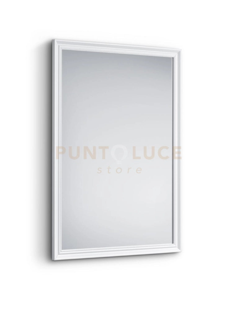 FREIDA SPECCHIO DA PARETE CON CORNICE LAVORATA CON GANCI X INSTALLAZIONE ORIZZONTALE E VERTICALE 50x70CM BIANCO