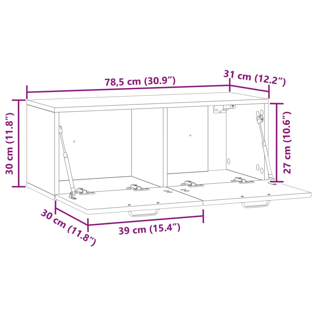 Mobile Porta TV da Muro Nero 78,5 x 31 x 30 cm