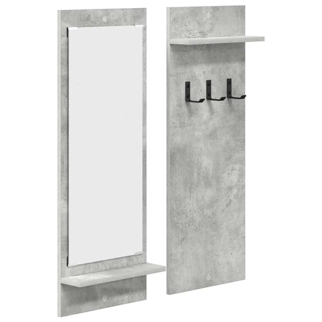 Appendiabiti a muro con specchio Grigio cemento 70 x 10 x 90 cm CFW7953895