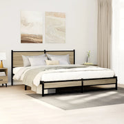 vidaXL Giroletto senza Materaso in Metallo Rovere Sonoma 183x213 cm