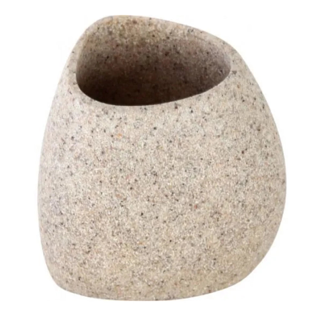 PORTASPAZZOLINI IN POLIRESINA MODELLO STONE DIM.CM (LXH):6,5X8,5  GRIGIO   Idroweb