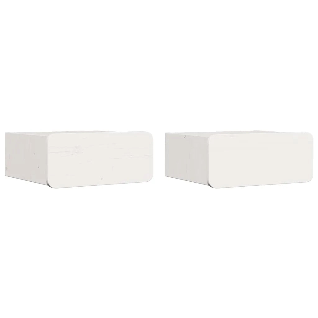 Set di 2 Comodini | Armadio da Notte | Mobiletto da notte Bianco 39 x 34 x 16,5 cm Legno di pino massello