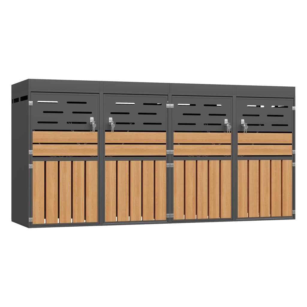 Armadio da Esterno con Fioriera ¨C MINIMAL ¨C Acciaio Zincato, Griglie di Ventilazione, 4 Scomparti